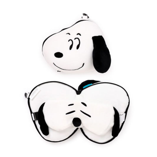 Relaxeazzz Peanuts Snoopy Shaped Plush Travel Pillow & Eye Mask