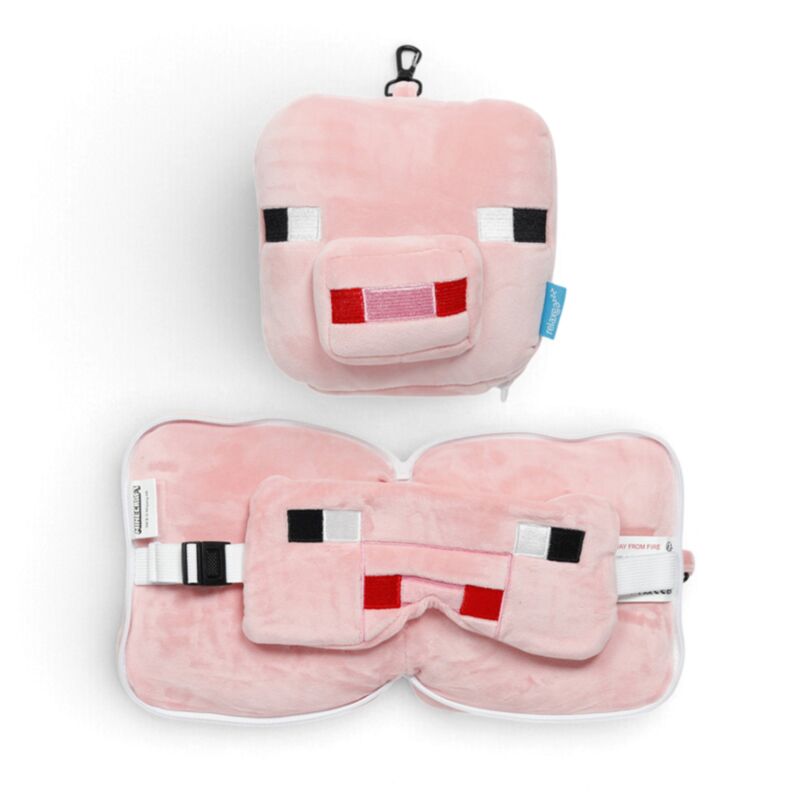 Relaxeazzz Minecraft Pig Shaped Plush Travel Pillow & Eye Mask