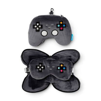 Relaxeazzz Game Over Game Controller Shaped Plush Travel Pillow & Eye Mask