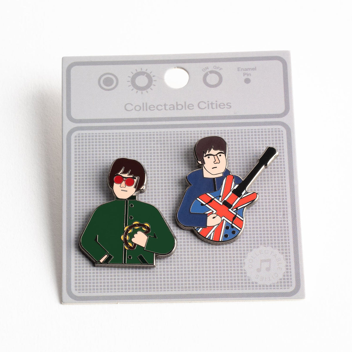Collectable Cities Liam and Noel Enamel Pin Badge Set