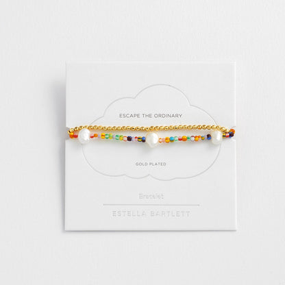 Estella Bartlett - Bracelet | Rainbow Pearl Bracelet Set - Pack of 2 | Gold Plated