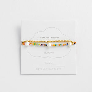Estella Bartlett - Bracelet | Rainbow Pearl Bracelet Set - Pack of 2 | Gold Plated