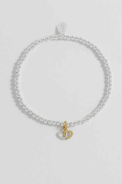 Estella Bartlett Sienna Beaded Interlinked Heart Charm Bracelet - Gold and Silver Plated - image 2