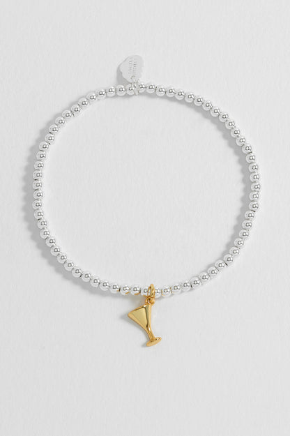 Estella Bartlett Sienna Beaded Martini Glass Charm Bracelet - Gold and Silver Plated - image 2
