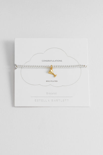 Estella Bartlett Sienna Beaded Martini Glass Charm Bracelet - Gold and Silver Plated