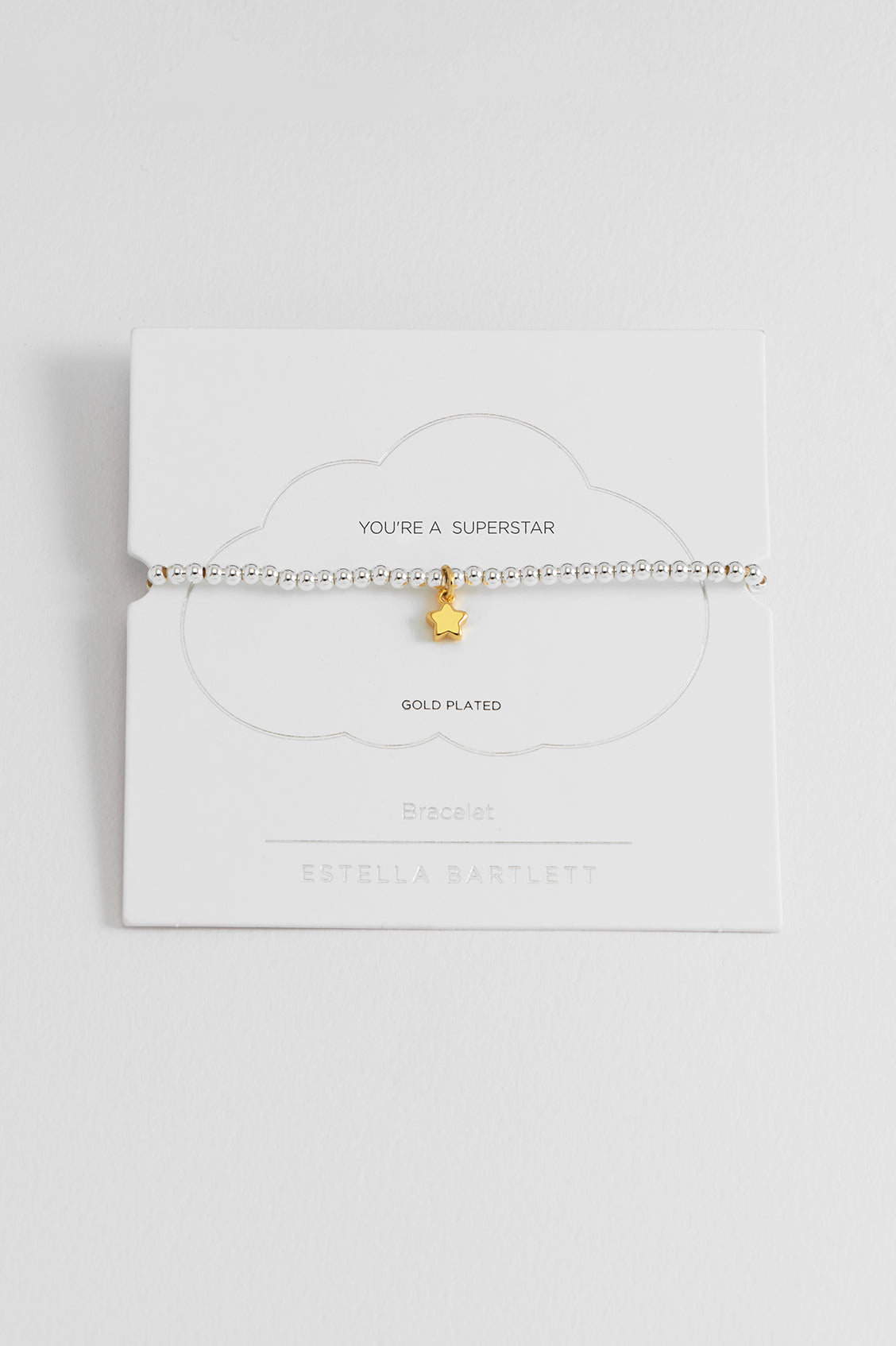 Estella Bartlett Sienna Beaded Puffy Star Charm Bracelet - Gold and Silver Plated