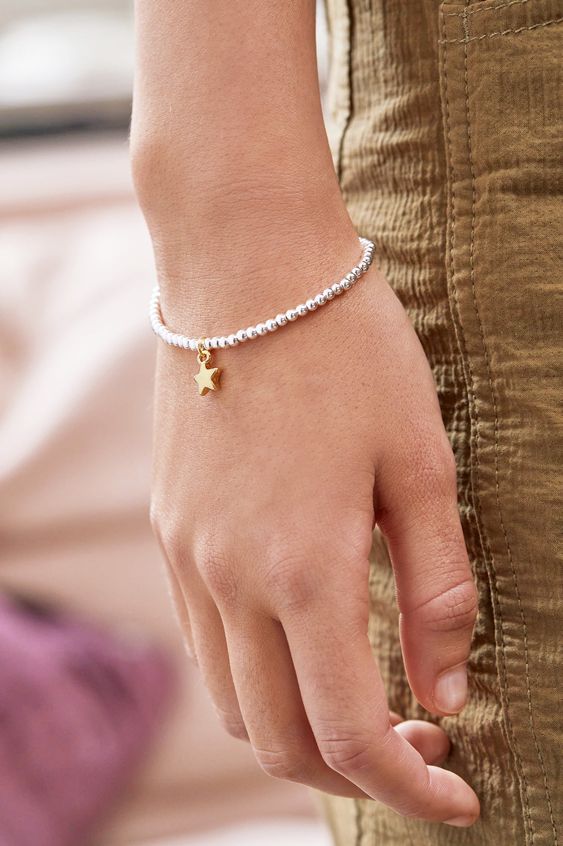 Estella Bartlett Sienna Beaded Puffy Star Charm Bracelet - Gold and Silver Plated - image 3