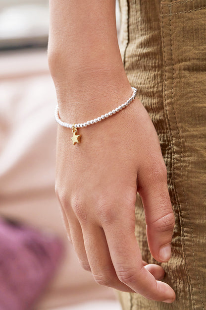 Estella Bartlett Sienna Beaded Puffy Star Charm Bracelet - Gold and Silver Plated - image 3