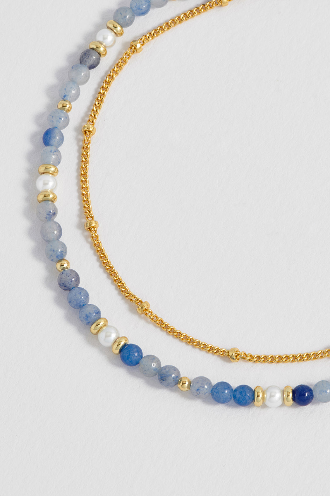 Estella Bartlett Pearl and Blue Aventurine Duo Bracelet - Gold Plated - image 3