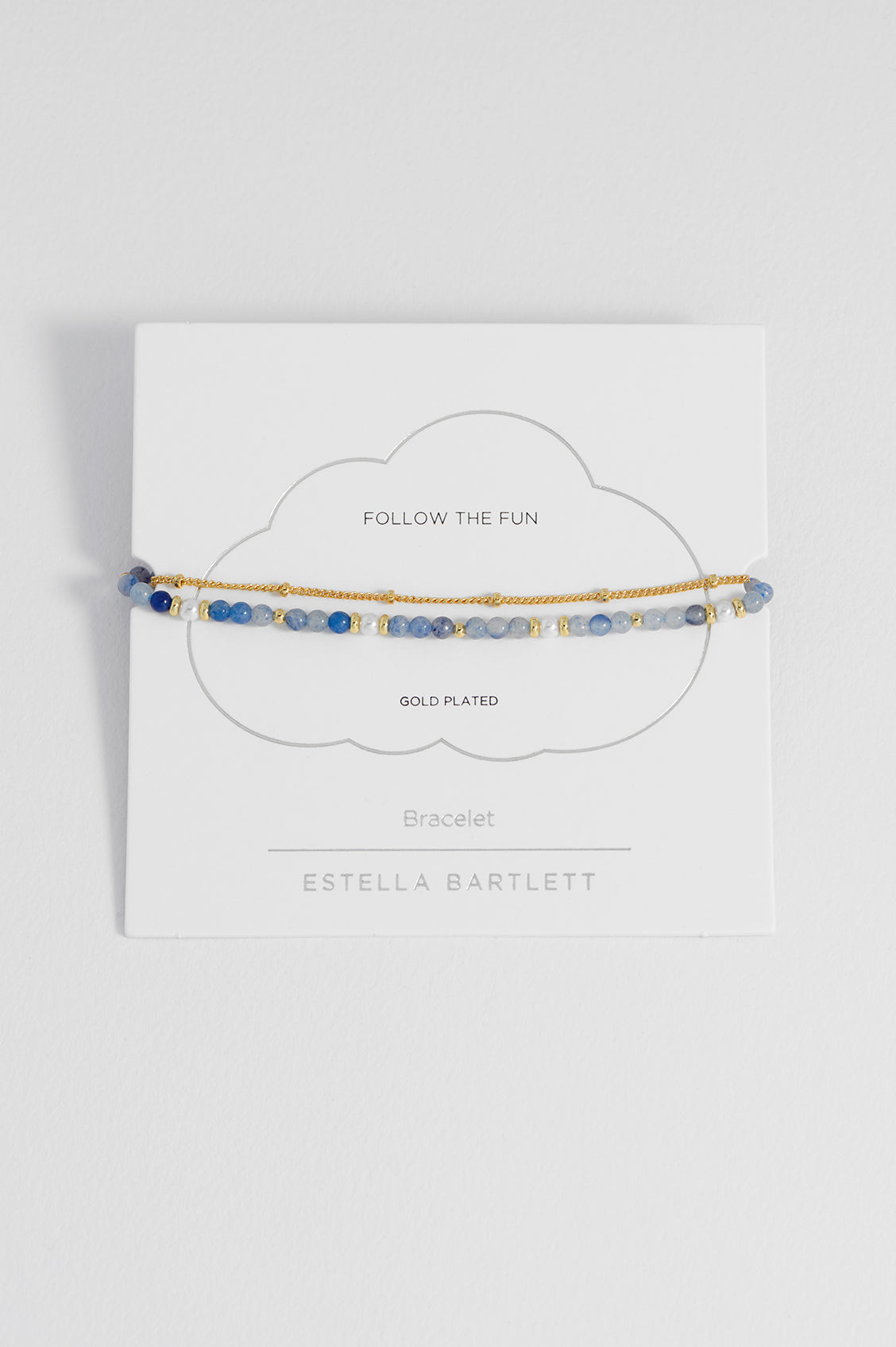 Estella Bartlett Pearl and Blue Aventurine Duo Bracelet - Gold Plated