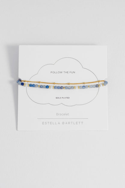 Estella Bartlett Pearl and Blue Aventurine Duo Bracelet - Gold Plated