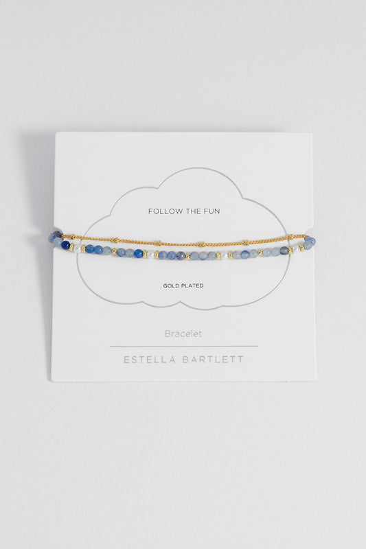 Estella Bartlett Pearl and Blue Aventurine Duo Bracelet - Gold Plated