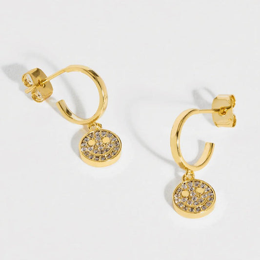 Estella Bartlett - Earrings | Sparkle Smiley Hoop Earrings | Gold Plated