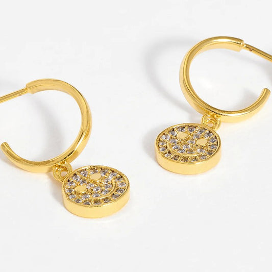 Estella Bartlett - Earrings | Sparkle Smiley Hoop Earrings | Gold Plated