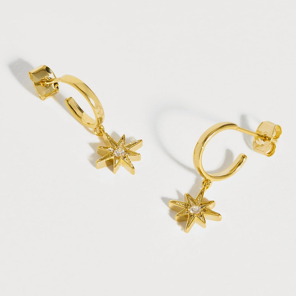 Estella Bartlett - Earrings | North Star CZ Charm Hoops | Gold Plated