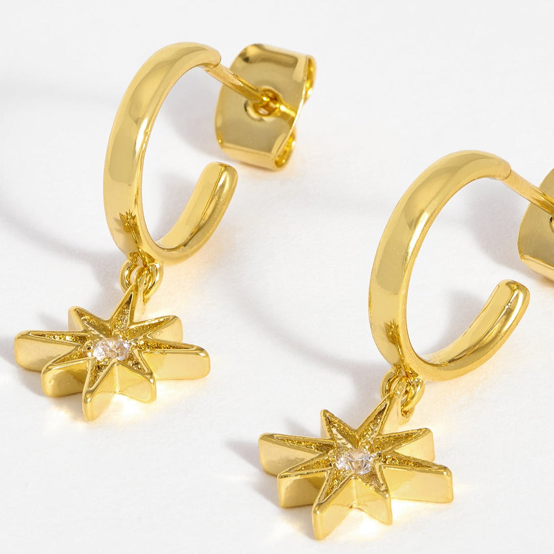 Estella Bartlett - Earrings | North Star CZ Charm Hoops | Gold Plated