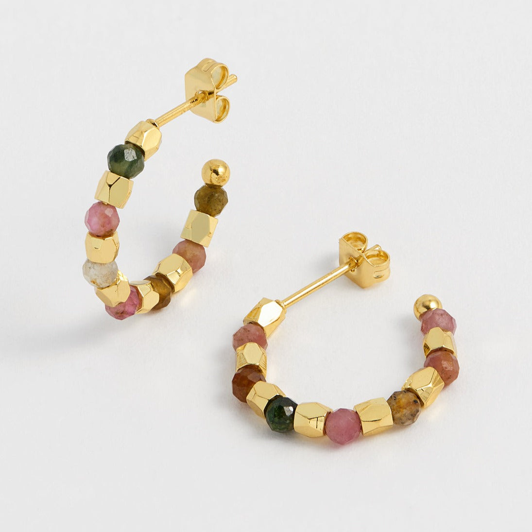 Estella Bartlett - Ear Hoops | Coco Gemstone Bubble Hoops - Gold Plated | Tourmaline