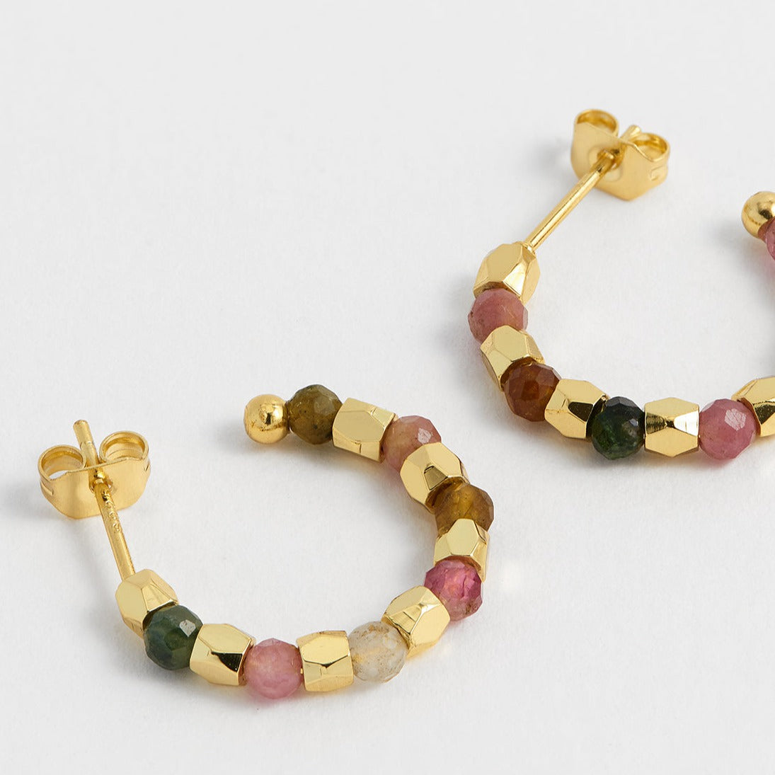 Estella Bartlett - Ear Hoops | Coco Gemstone Bubble Hoops - Gold Plated | Tourmaline