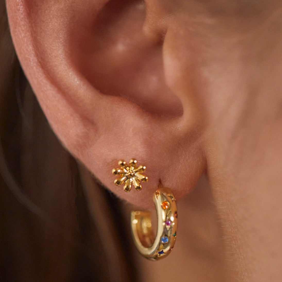 Estella Bartlett - Ear Studs | Doodle Flower Studs | Gold Plated