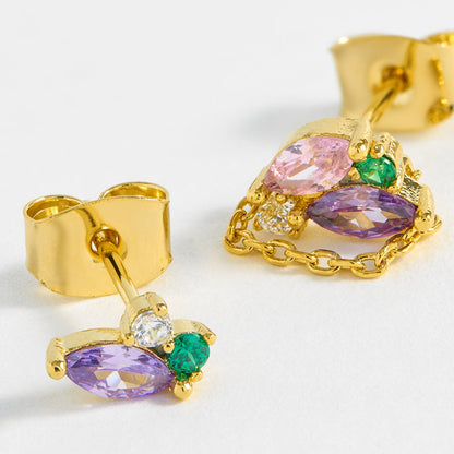 Estella Bartlett - Ear Studs | Rainbow CZ Studs | Gold Plated - Multi