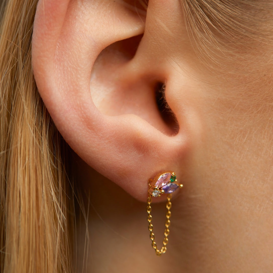 Estella Bartlett - Ear Studs | Rainbow CZ Studs | Gold Plated - Multi