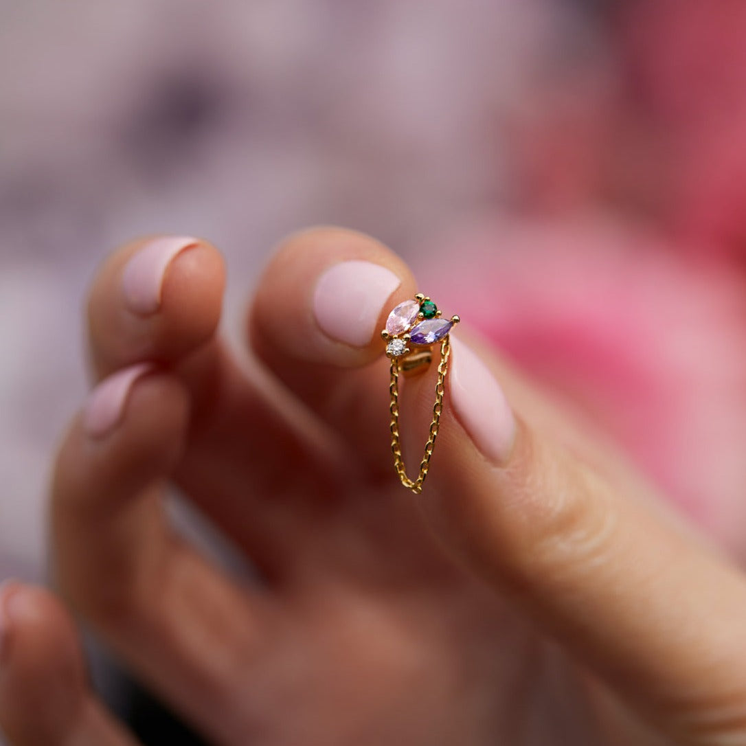 Estella Bartlett - Ear Studs | Rainbow CZ Studs | Gold Plated - Multi