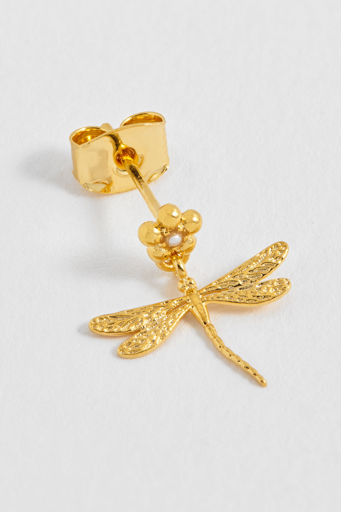 Estella Bartlett Gold Plated Flower and Dragonfly Drop Earrings - image 3