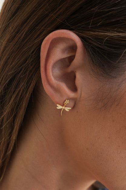 Estella Bartlett Gold Plated Flower and Dragonfly Drop Earrings - image 2