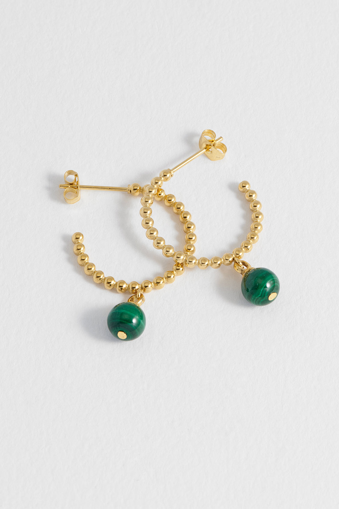 Estella Bartlett Wellness Malachite Beaded Drop Hoops - Waterproof PVD Gold Plated - image 4