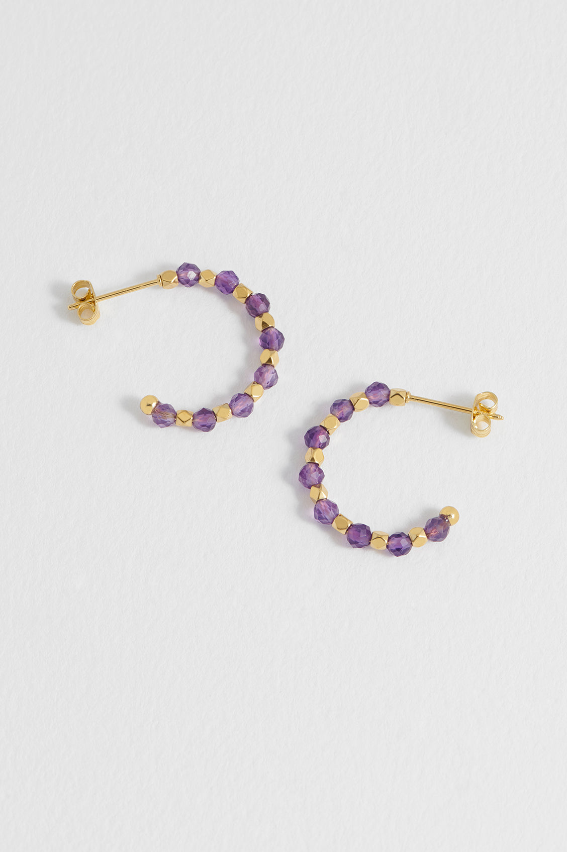 Estella Bartlett Wellness Amethyst Coco Beaded Hoops - Waterproof PVD Gold Plated - image 3
