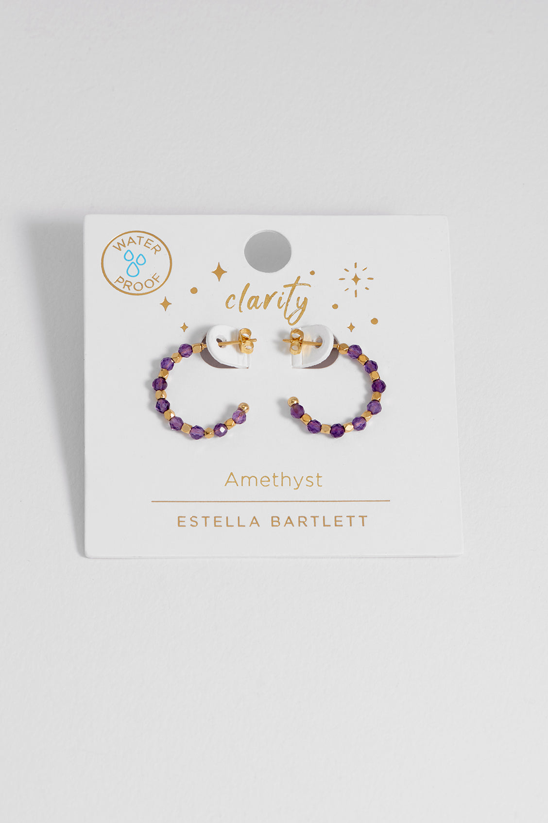 Estella Bartlett Wellness Amethyst Coco Beaded Hoops - Waterproof PVD Gold Plated - image 4