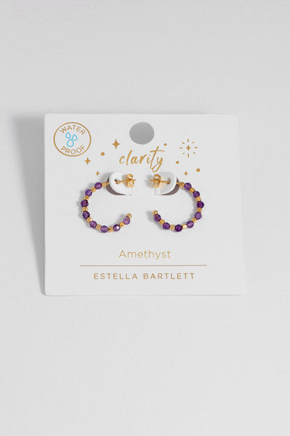 Estella Bartlett Wellness Amethyst Coco Beaded Hoops - Waterproof PVD Gold Plated - image 4
