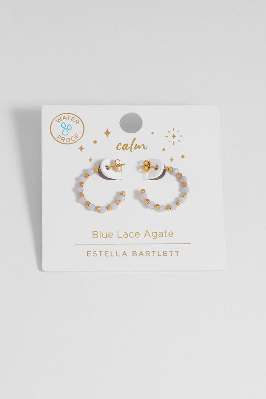 Estella Bartlett Wellness Blue Lace Agate Coco Beaded Hoops - Waterproof PVD Gold Plated - image 2