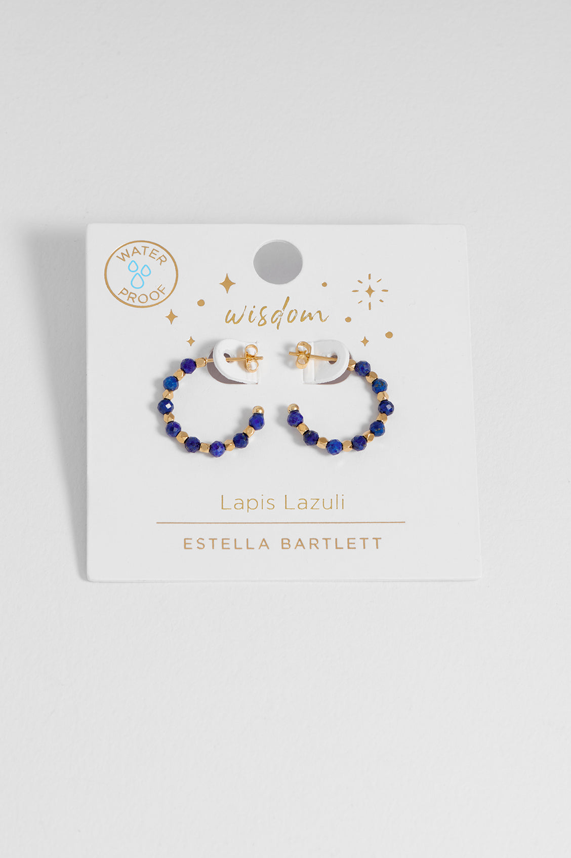 Estella Bartlett Wellness Lapis Lazuli Coco Beaded Hoops - Waterproof PVD Gold Plated - image 3