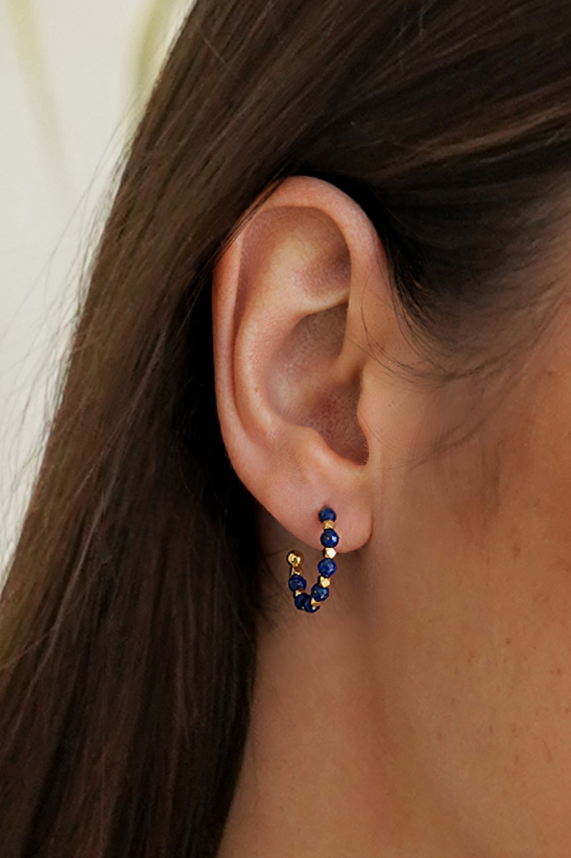 Estella Bartlett Wellness Lapis Lazuli Coco Beaded Hoops - Waterproof PVD Gold Plated - image 2