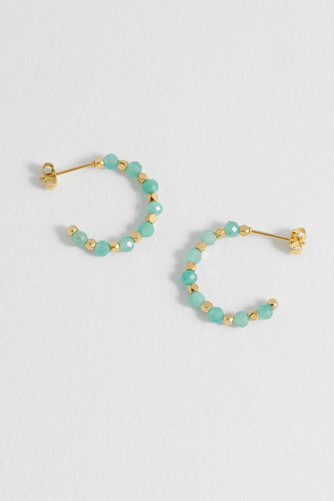 Estella Bartlett Wellness Amazonite Coco Beaded Hoops - Waterproof PVD Gold Plated - image 4
