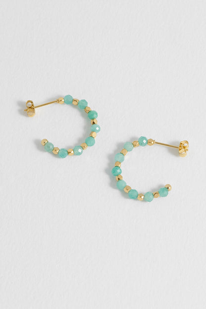 Estella Bartlett Wellness Amazonite Coco Beaded Hoops - Waterproof PVD Gold Plated - image 4