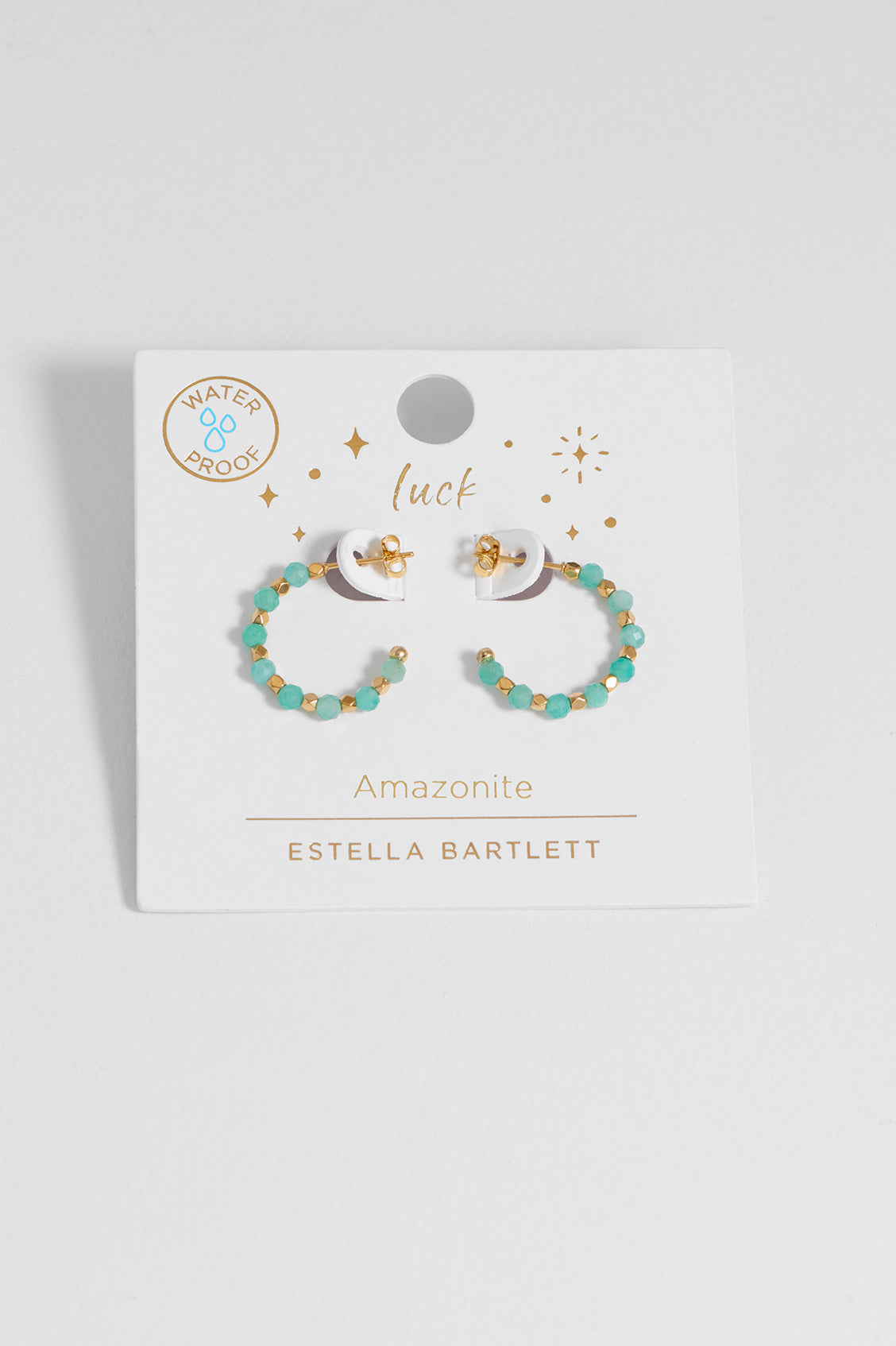 Estella Bartlett Wellness Amazonite Coco Beaded Hoops - Waterproof PVD Gold Plated - image 3