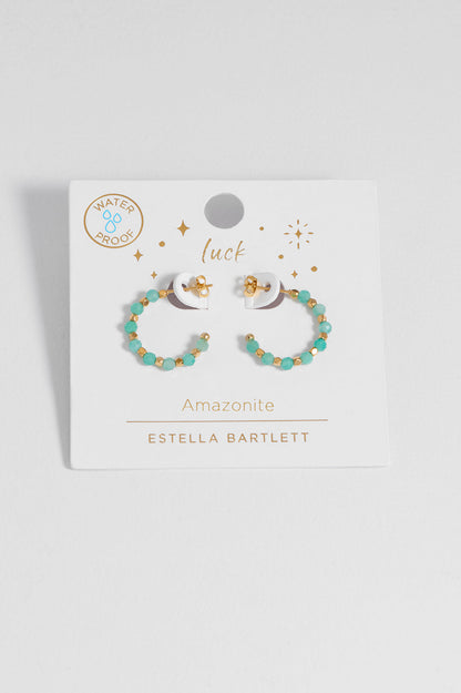 Estella Bartlett Wellness Amazonite Coco Beaded Hoops - Waterproof PVD Gold Plated - image 3