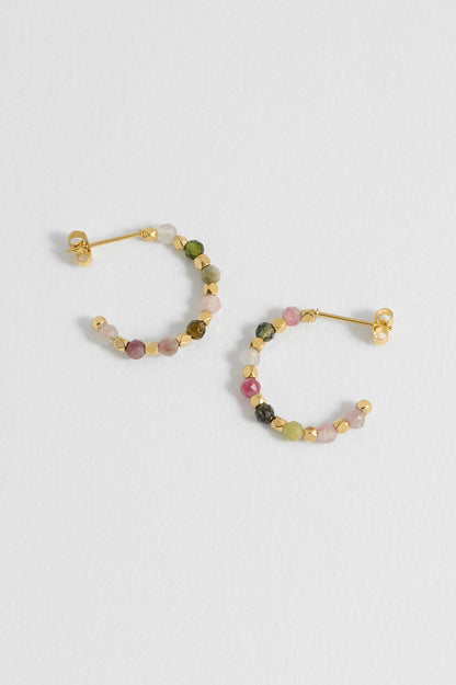 Estella Bartlett Wellness Tourmaline Coco Beaded Hoops - Waterproof PVD Gold Plated - image 3