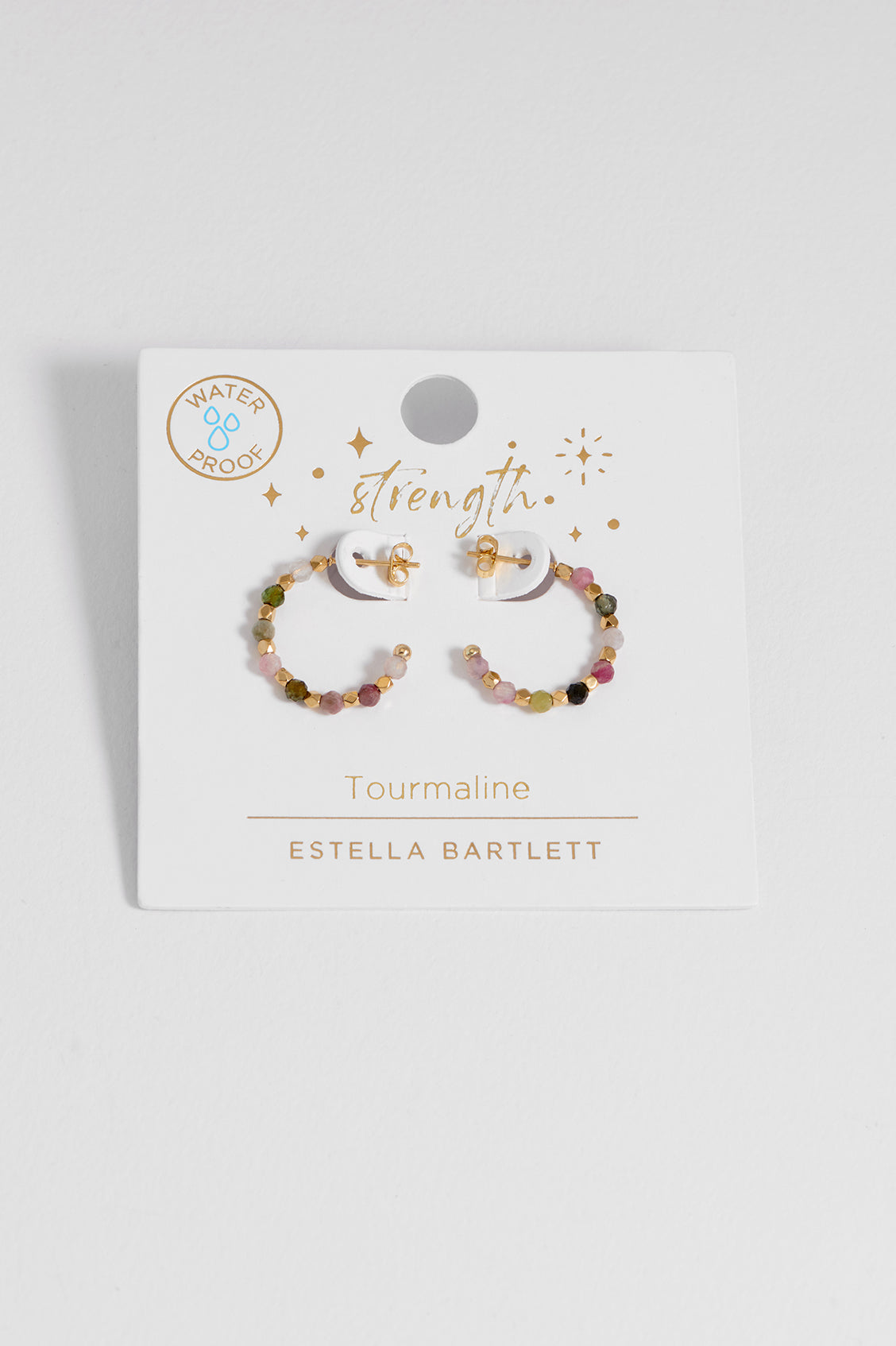 Estella Bartlett Wellness Tourmaline Coco Beaded Hoops - Waterproof PVD Gold Plated - image 4
