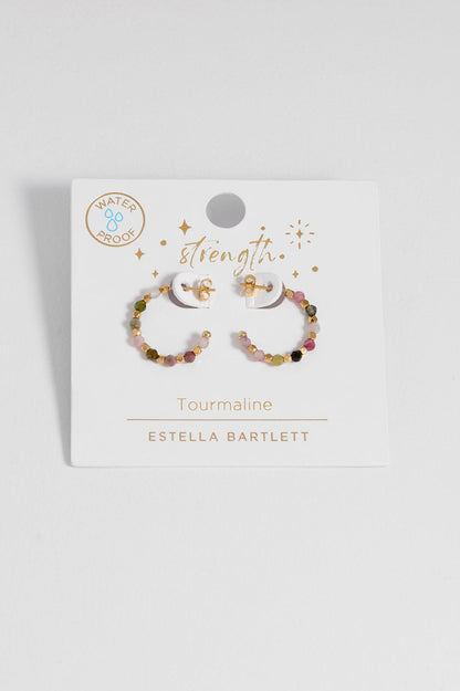 Estella Bartlett Wellness Tourmaline Coco Beaded Hoops - Waterproof PVD Gold Plated - image 4