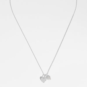 Estella Bartlett - Necklace | Pave Double Heart Charm Necklace | Silver Plated