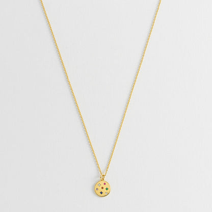 Estella Bartlett - Necklace | Rainbow CZ Coin Necklace | Gold Plated - Multi