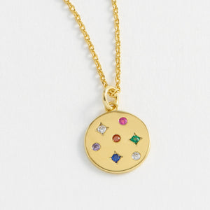 Estella Bartlett - Necklace | Rainbow CZ Coin Necklace | Gold Plated - Multi