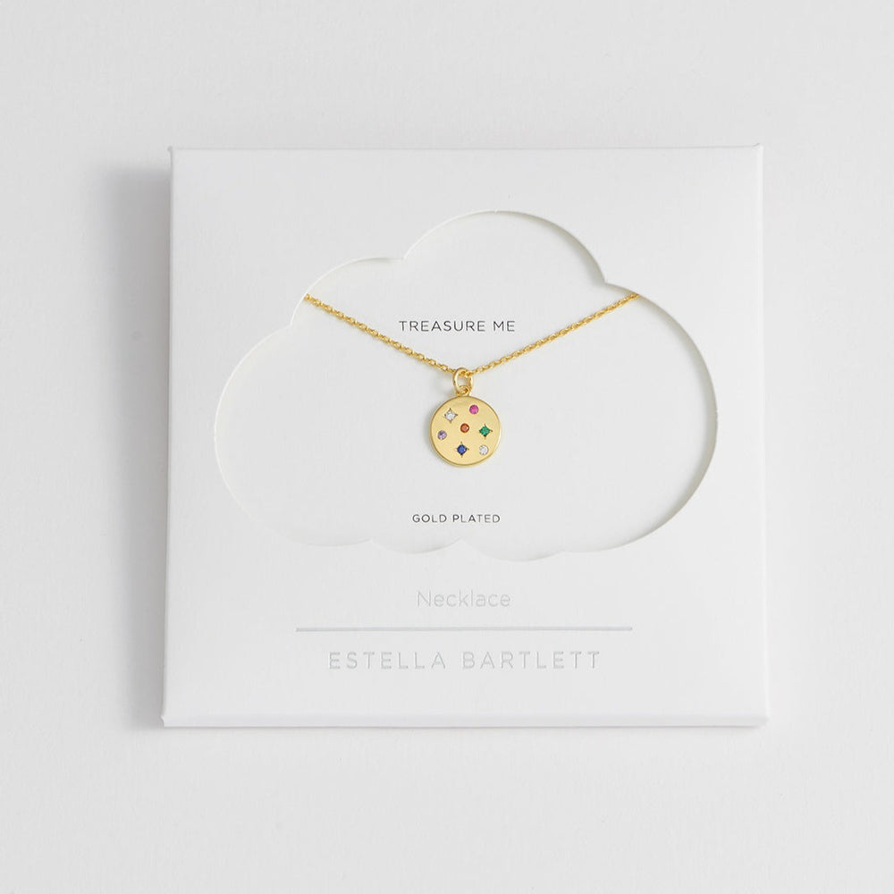 Estella Bartlett - Necklace | Rainbow CZ Coin Necklace | Gold Plated - Multi
