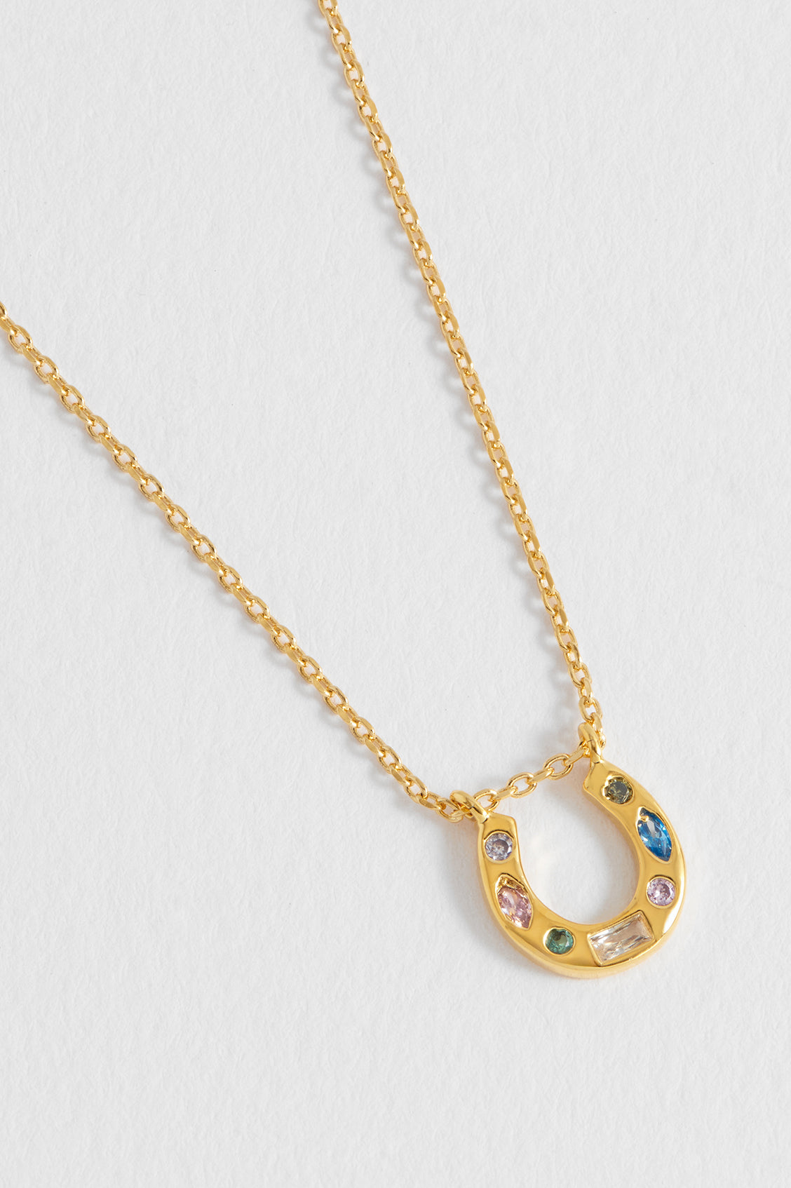 Estella Bartlett Gold Plated Multi Pastel CZ Horseshoe Necklace - image 3