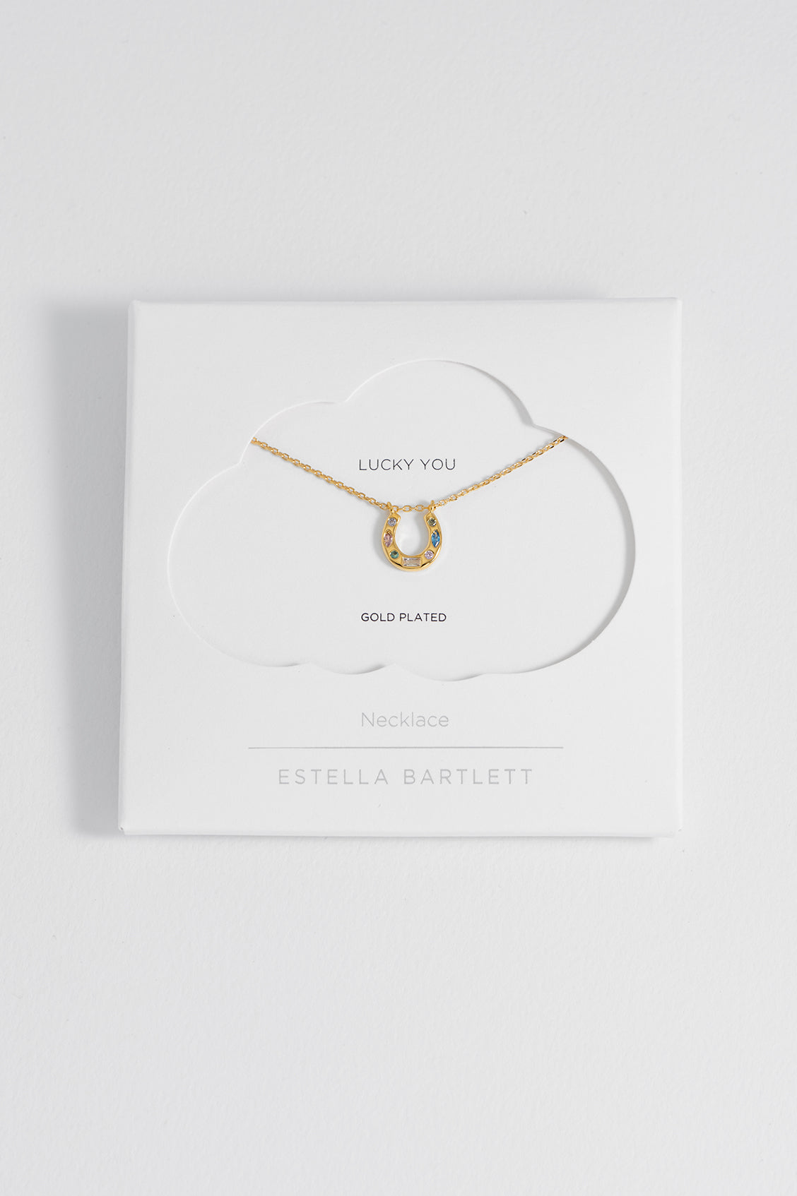 Estella Bartlett Gold Plated Multi Pastel CZ Horseshoe Necklace