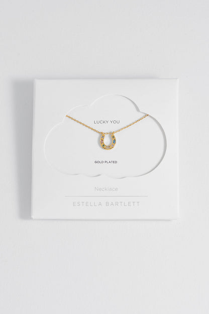 Estella Bartlett Gold Plated Multi Pastel CZ Horseshoe Necklace