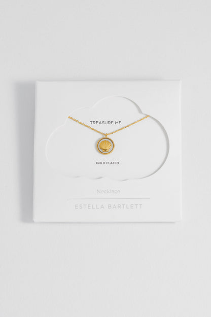 Estella Bartlett Mother of Pearl Seashell Coin Necklace - Gold Plated